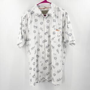 Salt Life Shirt Men's SZ Large Crustacean Life Cotton Blend Button Short Sleeve